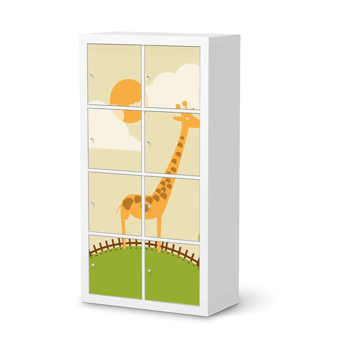 Folie für Möbel Mountain Giraffe - IKEA Kallax Regal 8 Türen  - weiss