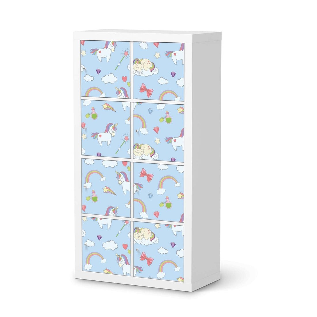 Folie für Möbel Rainbow Unicorn - IKEA Kallax Regal 8 Türen  - weiss