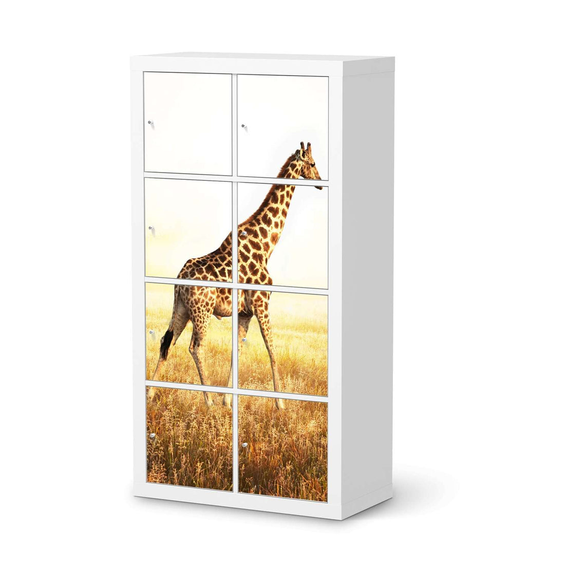 Folie für Möbel Savanna Giraffe - IKEA Kallax Regal 8 Türen  - weiss