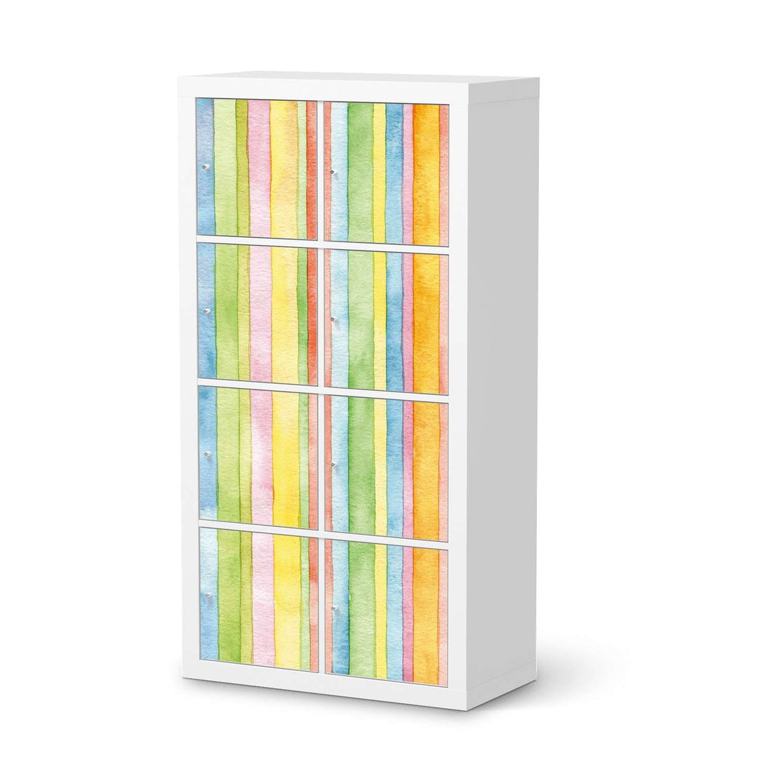 Folie für Möbel Watercolor Stripes - IKEA Kallax Regal 8 Türen  - weiss
