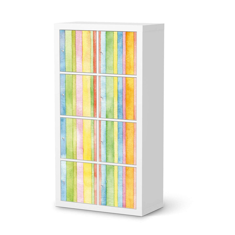 Folie für Möbel Watercolor Stripes - IKEA Kallax Regal 8 Türen  - weiss