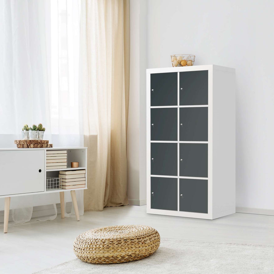 Folie für Möbel Blaugrau Dark - IKEA Kallax Regal 8 Türen - Wohnzimmer