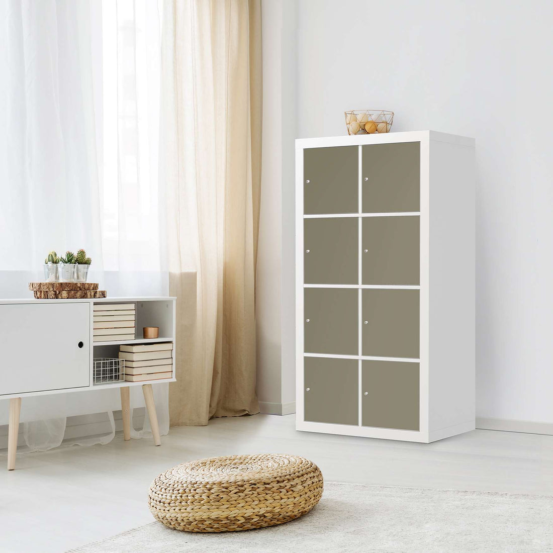 Folie für Möbel Braungrau Light - IKEA Kallax Regal 8 Türen - Wohnzimmer