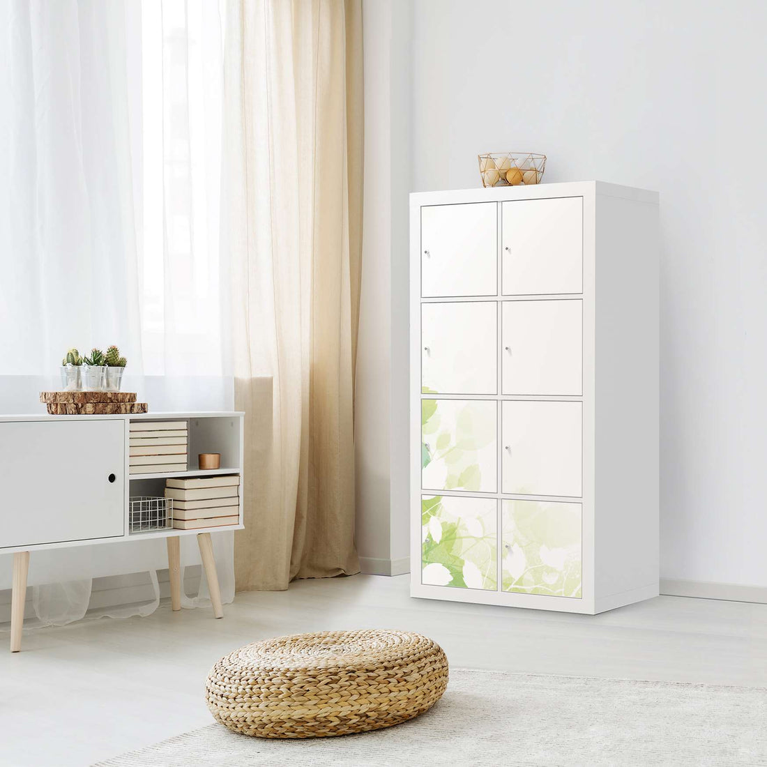 Folie für Möbel Flower Light - IKEA Kallax Regal 8 Türen - Wohnzimmer