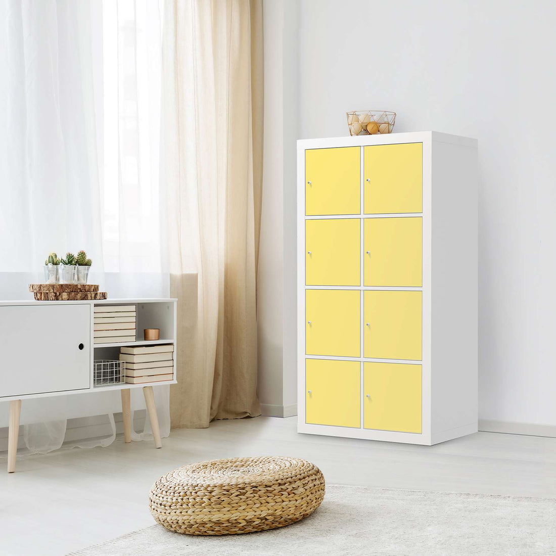 Folie für Möbel Gelb Light - IKEA Kallax Regal 8 Türen - Wohnzimmer