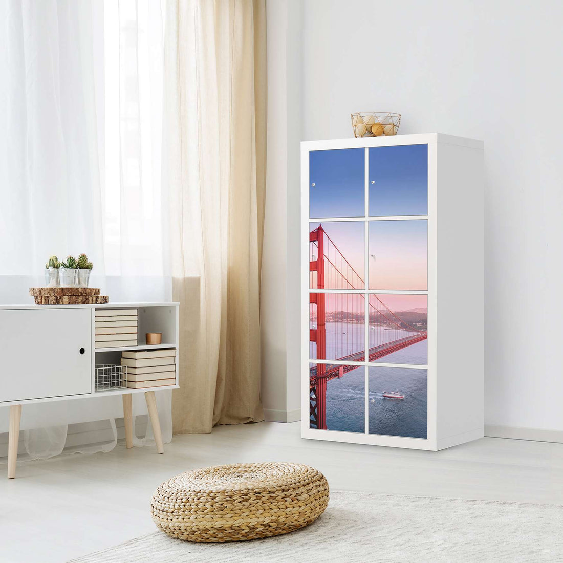 Folie für Möbel Golden Gate - IKEA Kallax Regal 8 Türen - Wohnzimmer