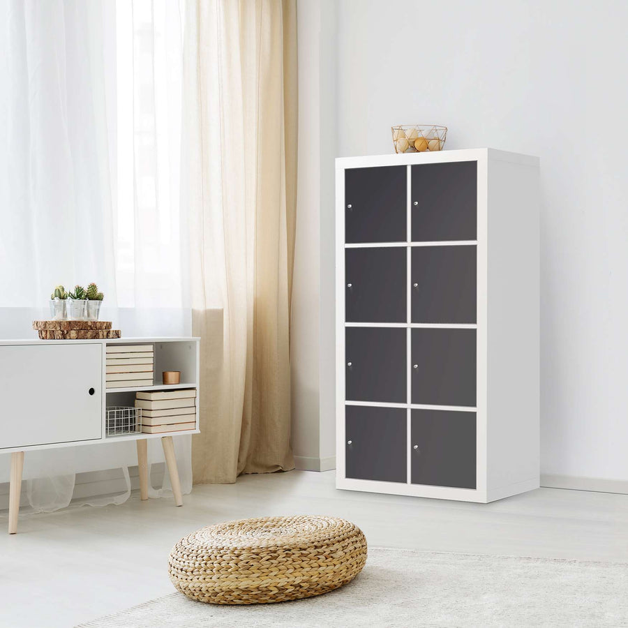 Folie für Möbel Grau Dark - IKEA Kallax Regal 8 Türen - Wohnzimmer