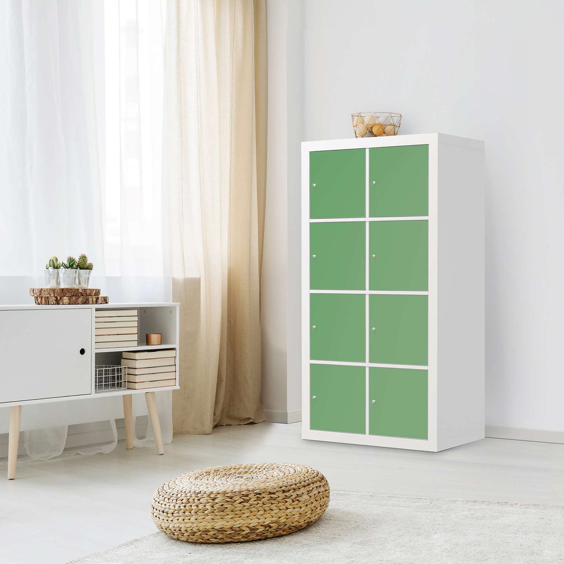 Folie für Möbel Grün Light - IKEA Kallax Regal 8 Türen - Wohnzimmer
