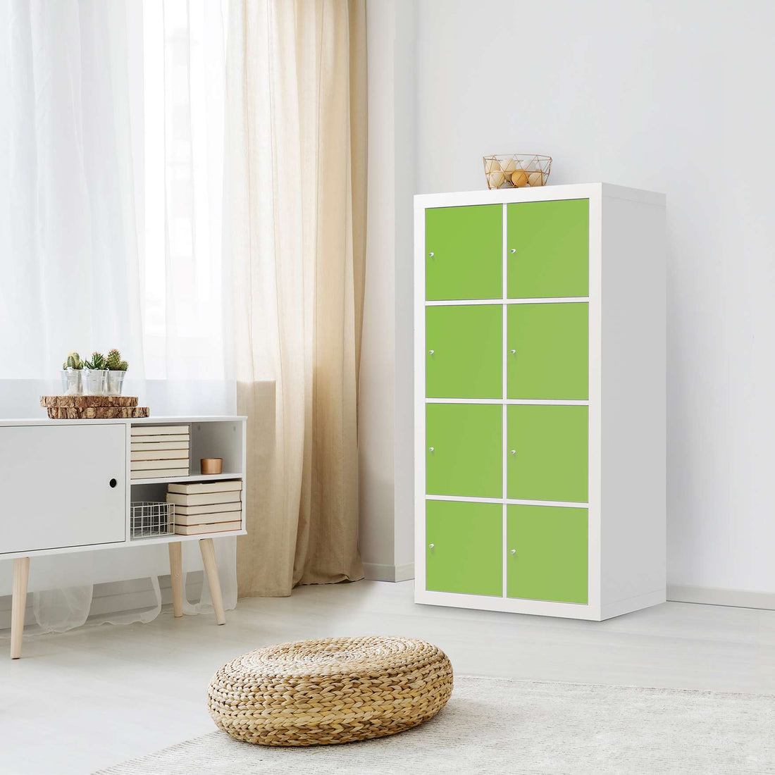 Folie für Möbel Hellgrün Dark - IKEA Kallax Regal 8 Türen - Wohnzimmer