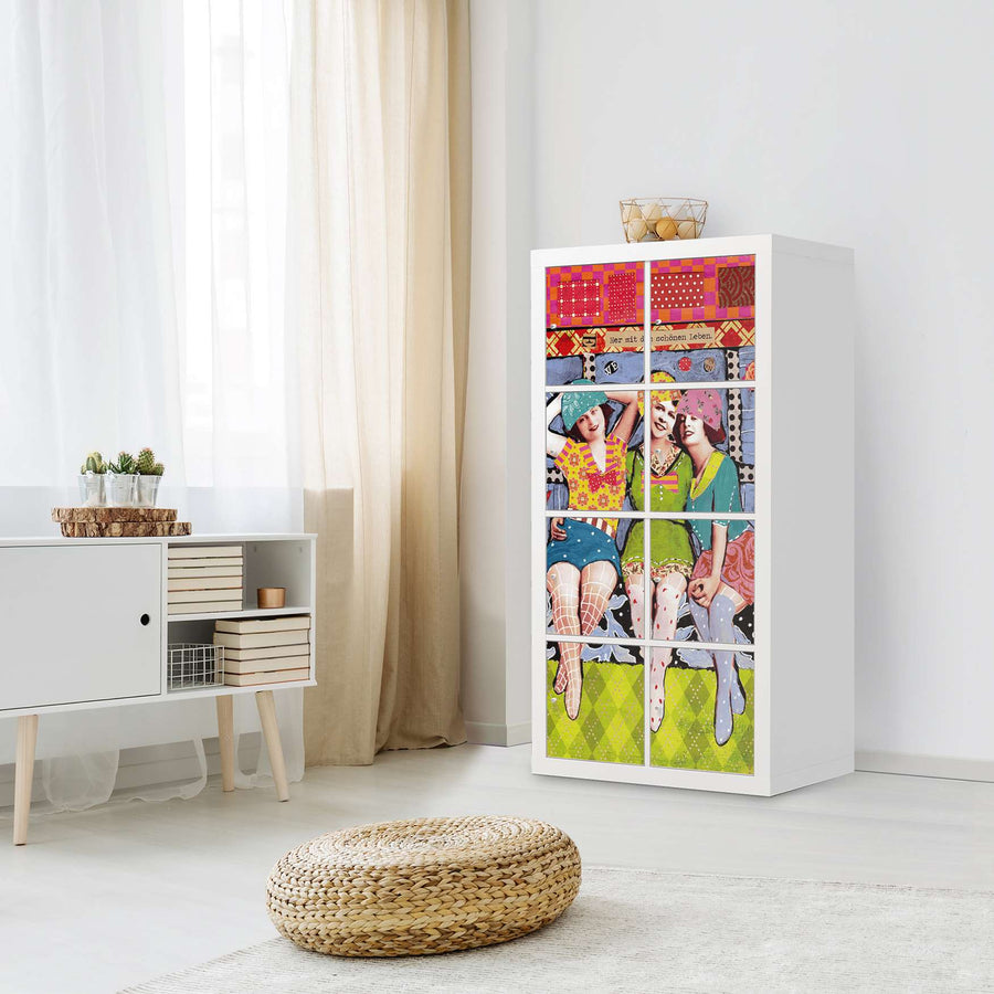 Folie für Möbel Her mit dem schönen Leben - IKEA Kallax Regal 8 Türen - Wohnzimmer