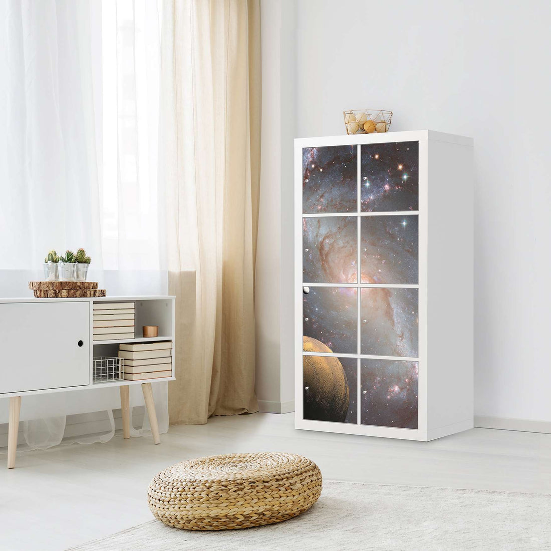 Folie für Möbel Milky Way - IKEA Kallax Regal 8 Türen - Wohnzimmer