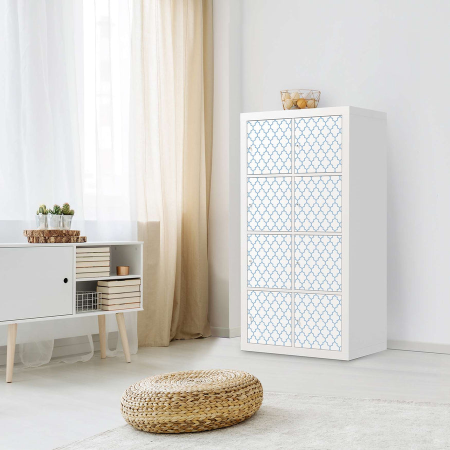 Folie für Möbel Retro Pattern - Blau - IKEA Kallax Regal 8 Türen - Wohnzimmer