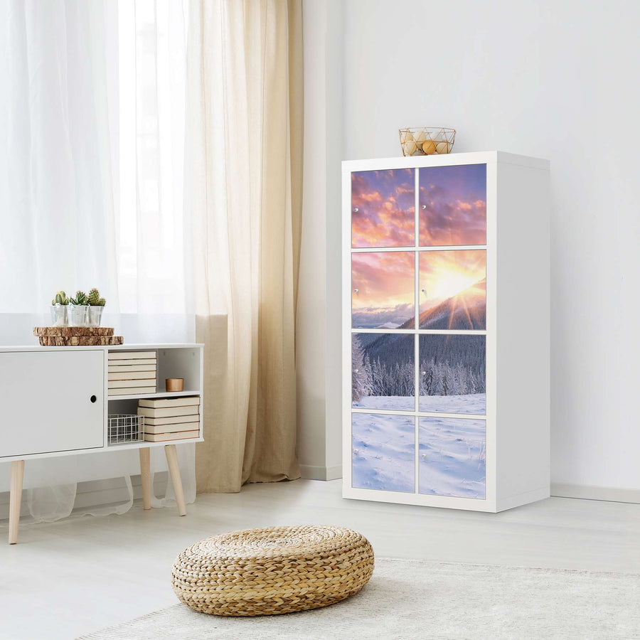 Folie für Möbel Zauberhafte Winterlandschaft - IKEA Kallax Regal 8 Türen - Wohnzimmer