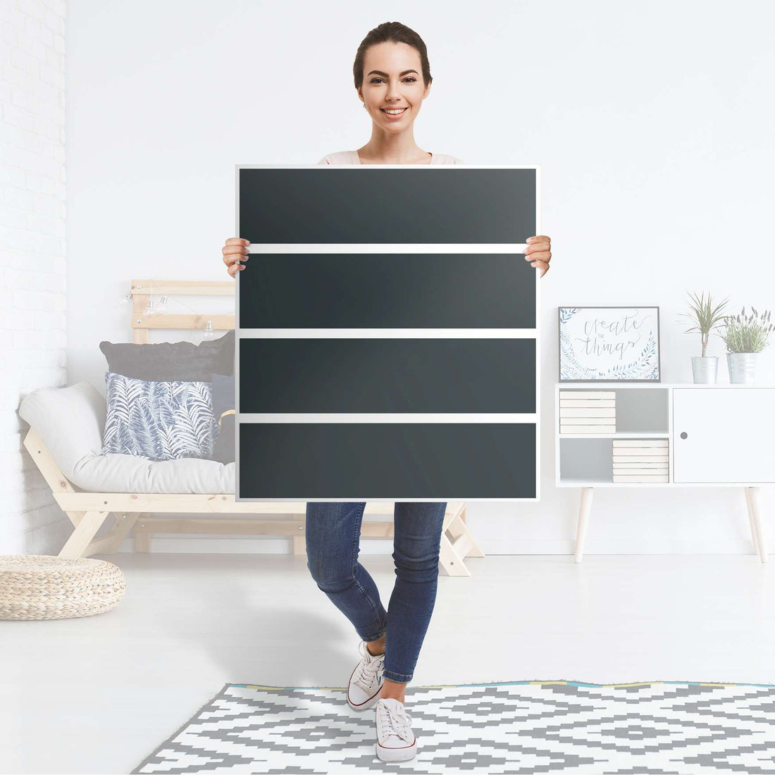 Folie für Möbel Blaugrau Dark - IKEA Malm Kommode 4 Schubladen - Folie