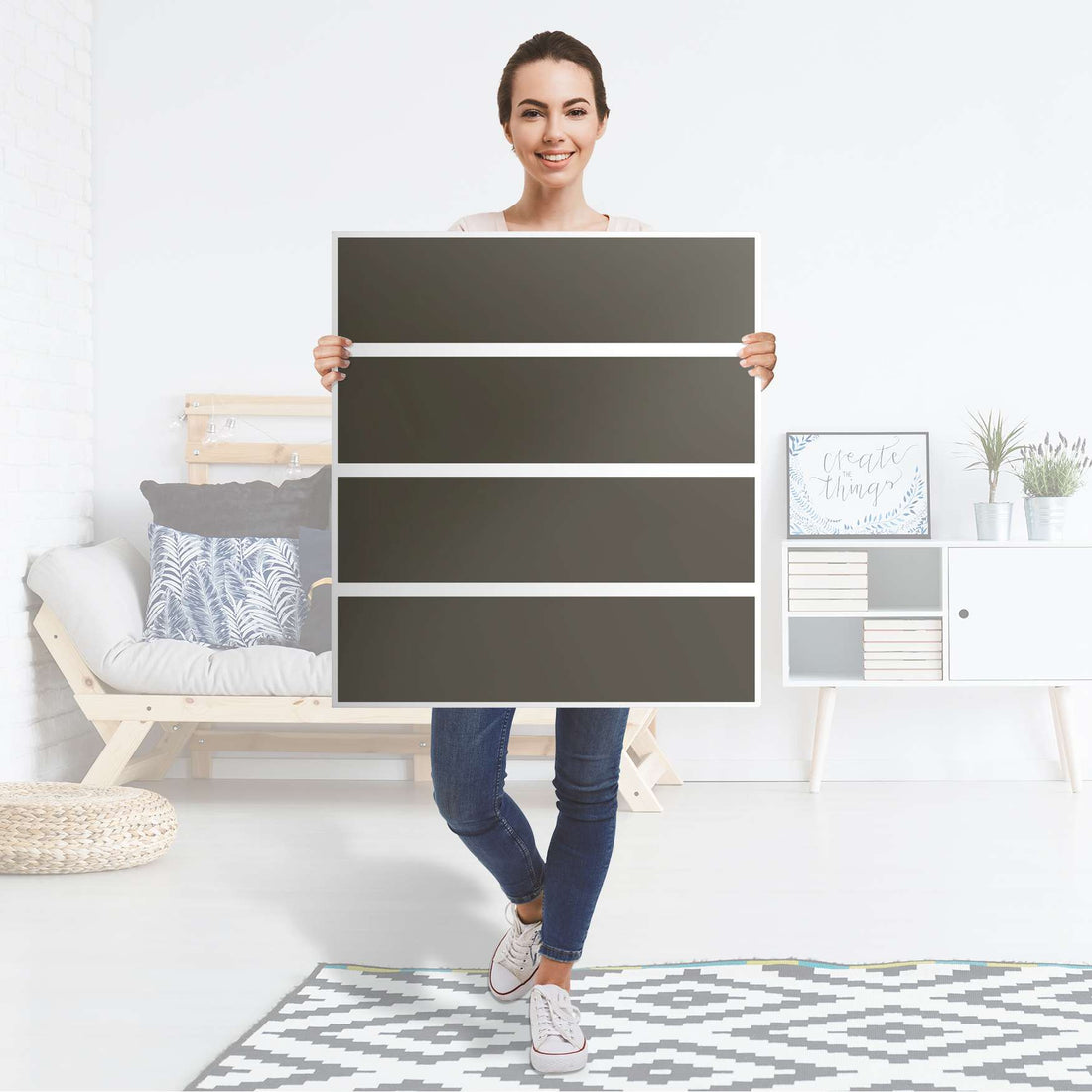 Folie für Möbel Braungrau Dark - IKEA Malm Kommode 4 Schubladen - Folie