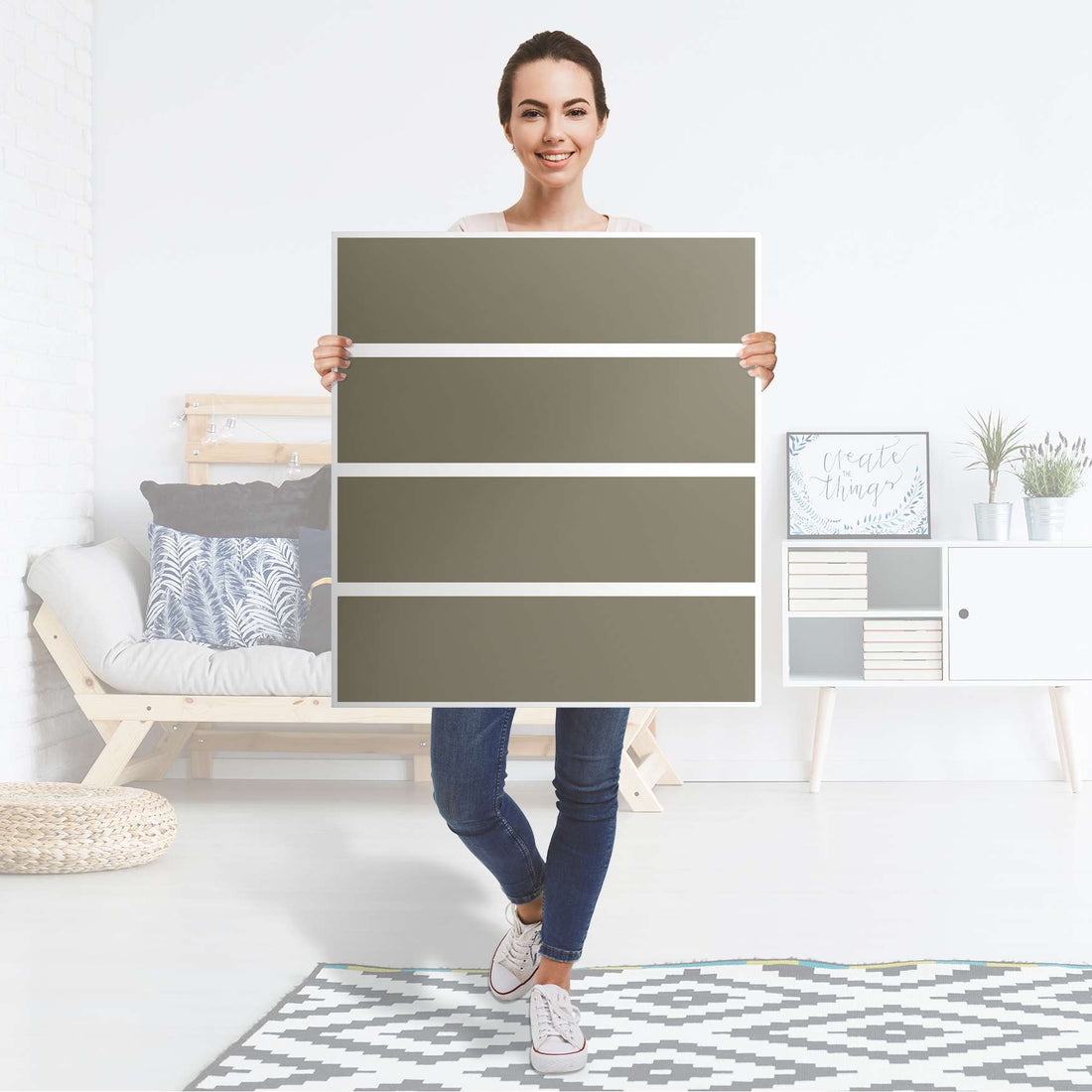 Folie für Möbel Braungrau Light - IKEA Malm Kommode 4 Schubladen - Folie
