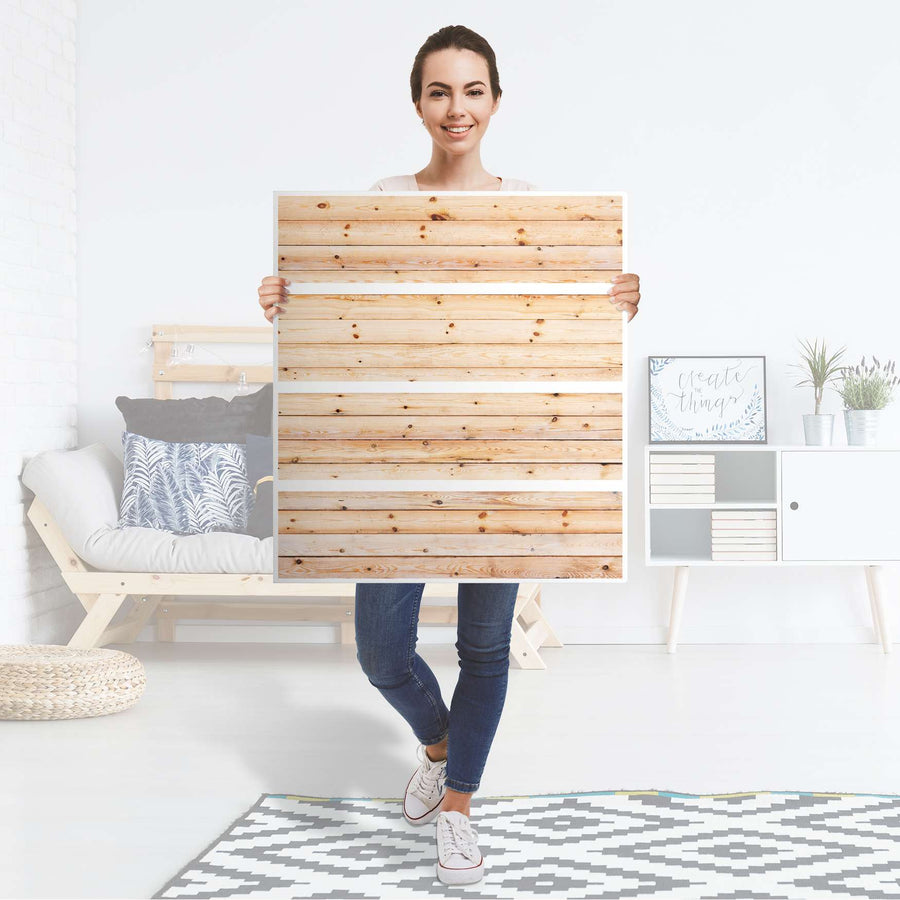 Folie für Möbel Bright Planks - IKEA Malm Kommode 4 Schubladen - Folie