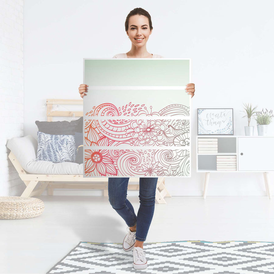 Folie für Möbel Floral Doodle - IKEA Malm Kommode 4 Schubladen - Folie