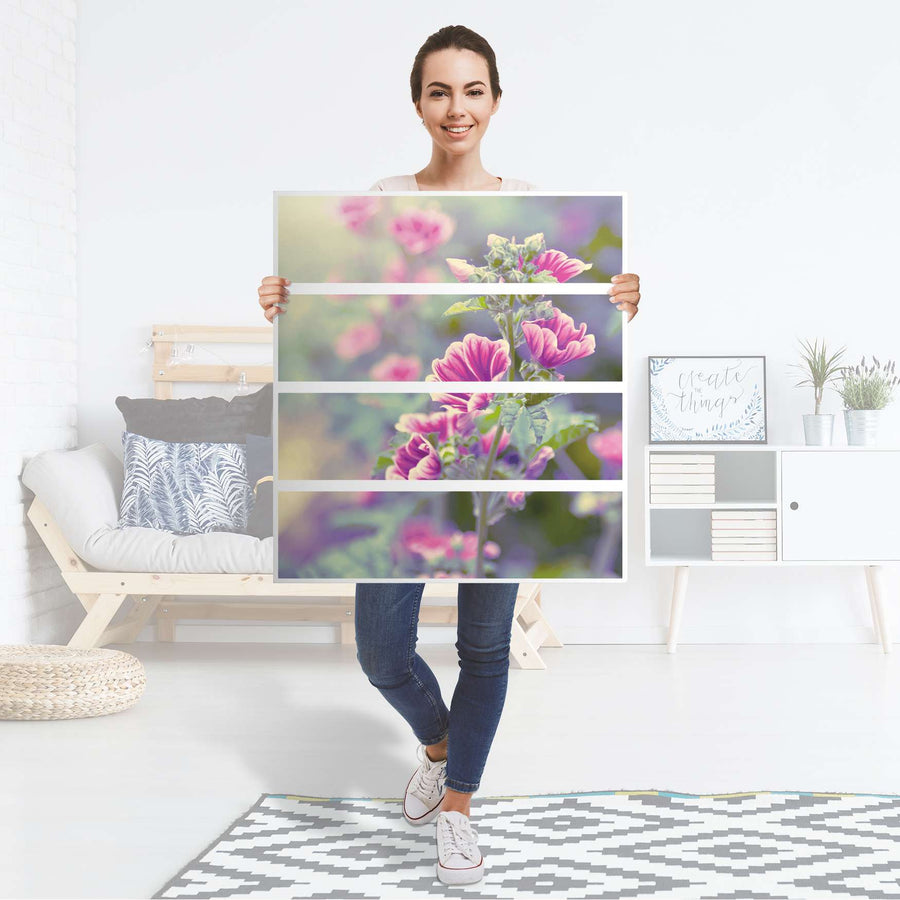 Folie für Möbel Flower Gaze - IKEA Malm Kommode 4 Schubladen - Folie
