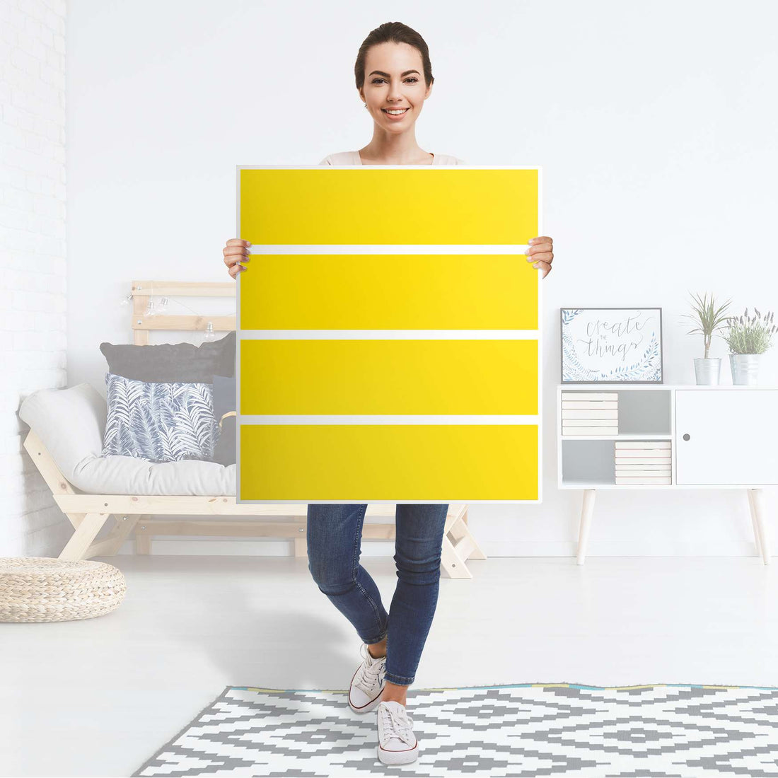 Folie für Möbel Gelb Dark - IKEA Malm Kommode 4 Schubladen - Folie