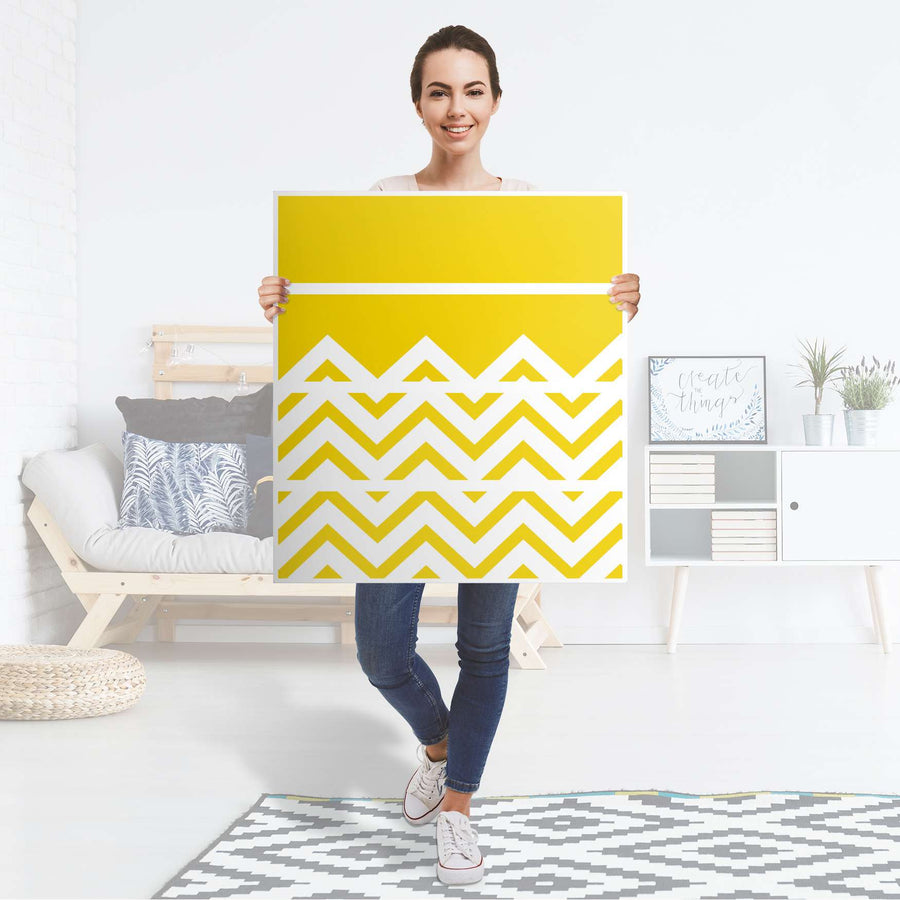 Folie für Möbel Gelbe Zacken - IKEA Malm Kommode 4 Schubladen - Folie