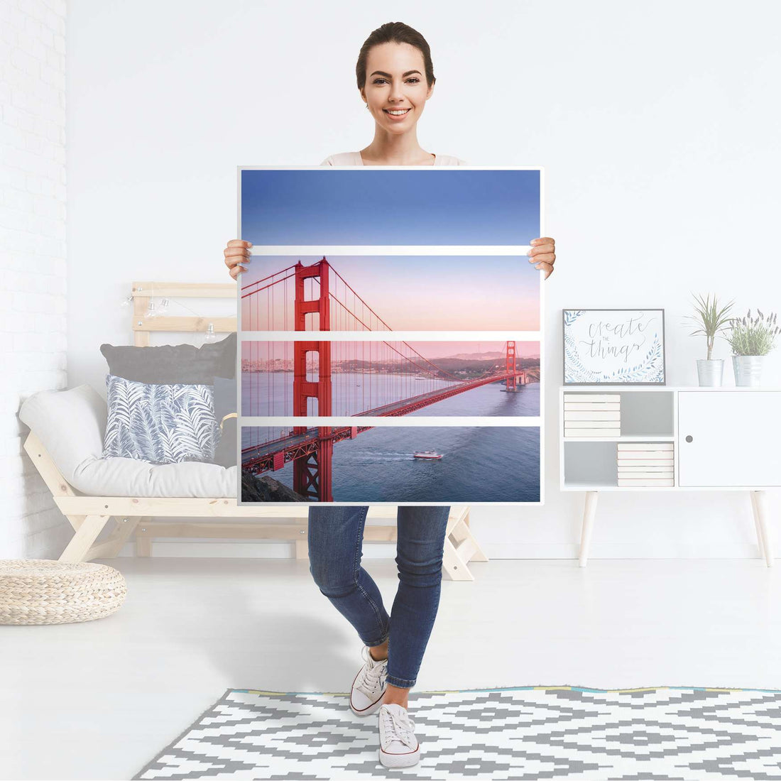 Folie für Möbel Golden Gate - IKEA Malm Kommode 4 Schubladen - Folie