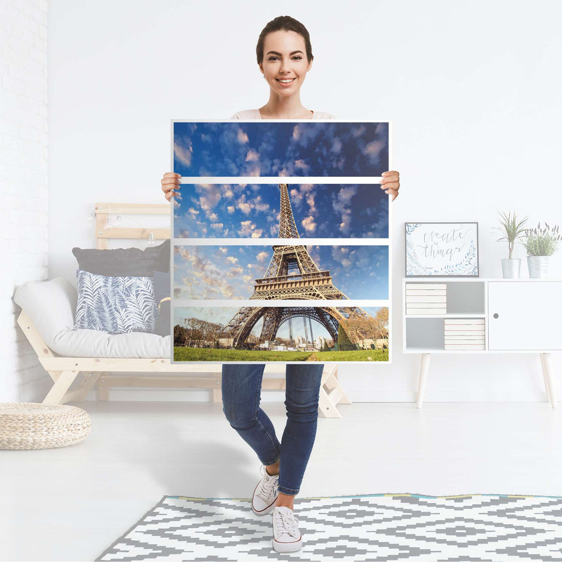 Folie für Möbel La Tour Eiffel - IKEA Malm Kommode 4 Schubladen - Folie