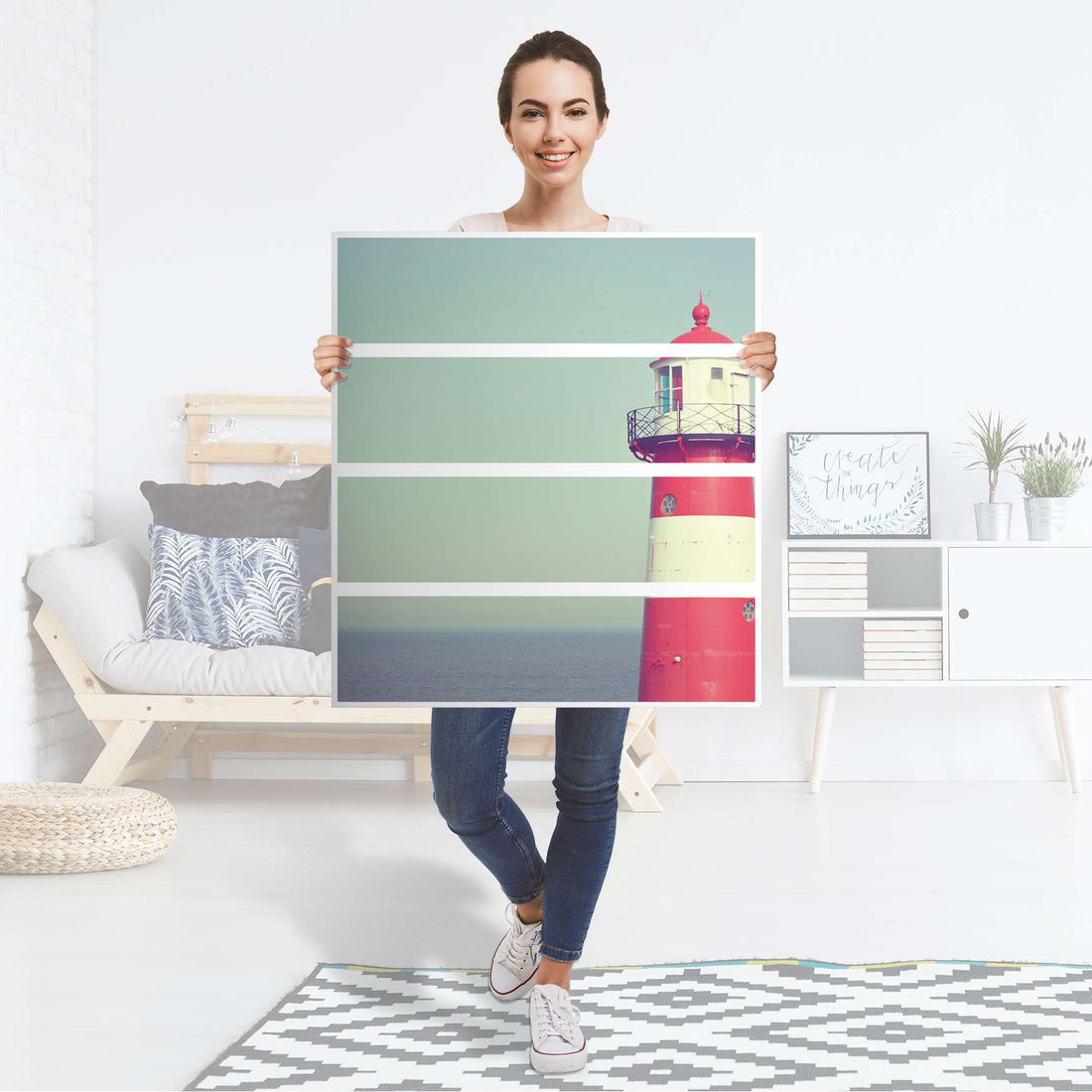 Folie für Möbel Leuchtturm - IKEA Malm Kommode 4 Schubladen - Folie