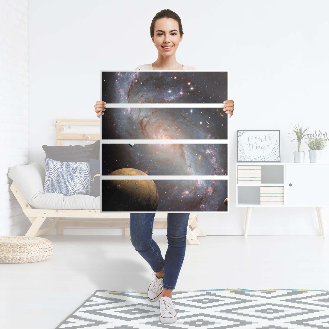 Folie für Möbel Milky Way - IKEA Malm Kommode 4 Schubladen - Folie