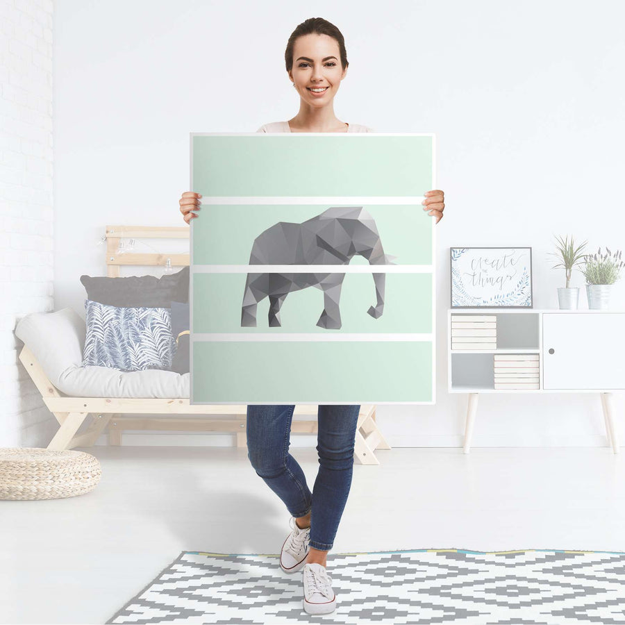 Folie für Möbel Origami Elephant - IKEA Malm Kommode 4 Schubladen - Folie