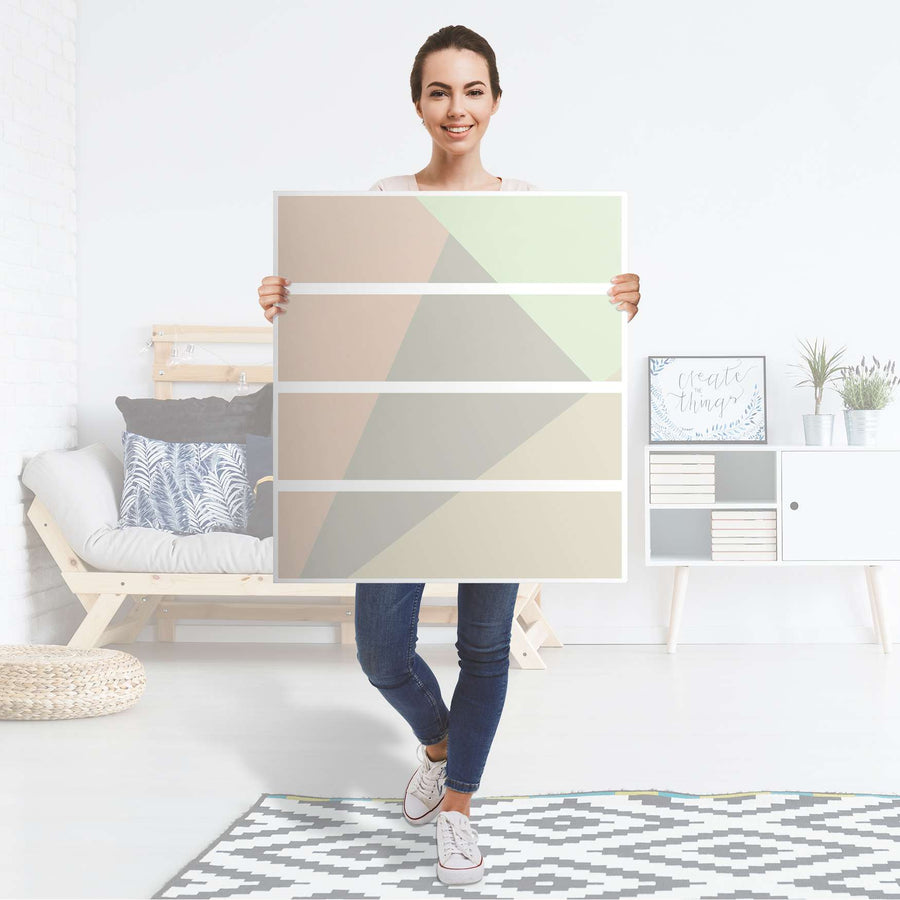 Folie für Möbel Pastell Geometrik - IKEA Malm Kommode 4 Schubladen - Folie