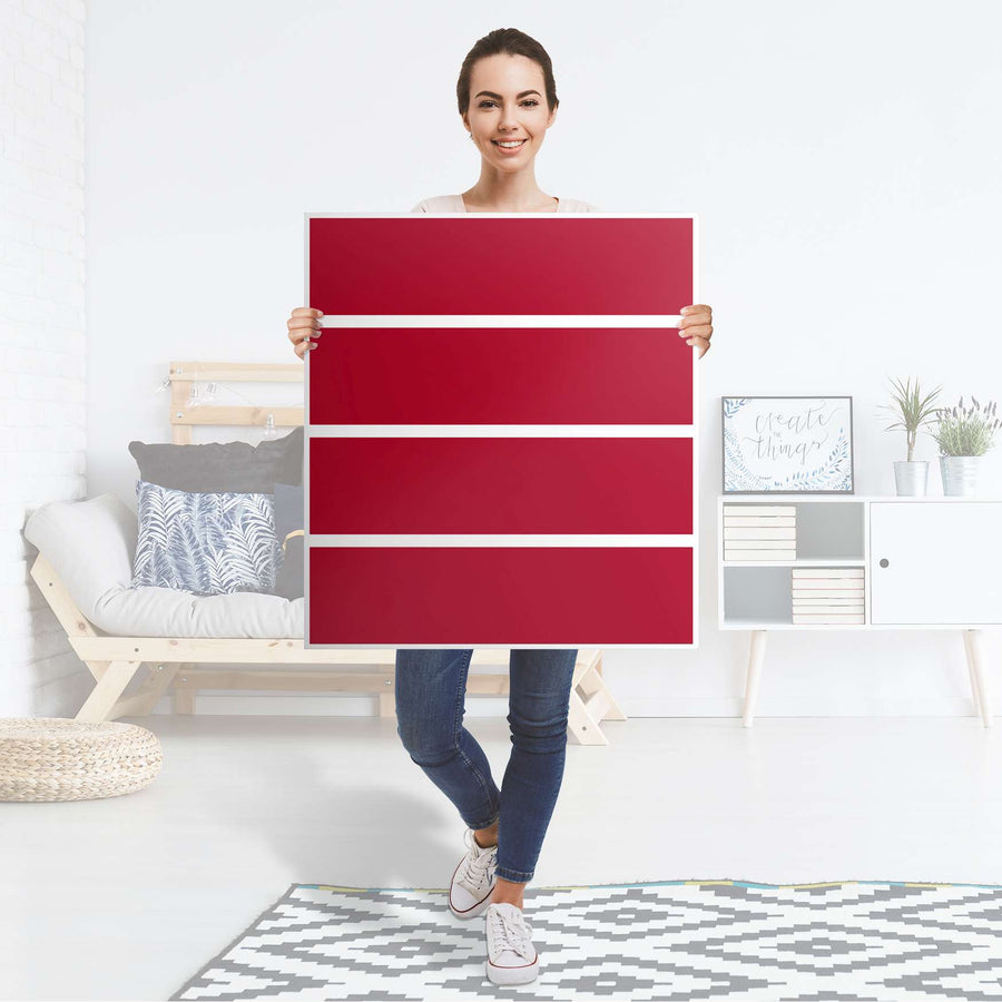 Folie für Möbel Rot Dark - IKEA Malm Kommode 4 Schubladen - Folie