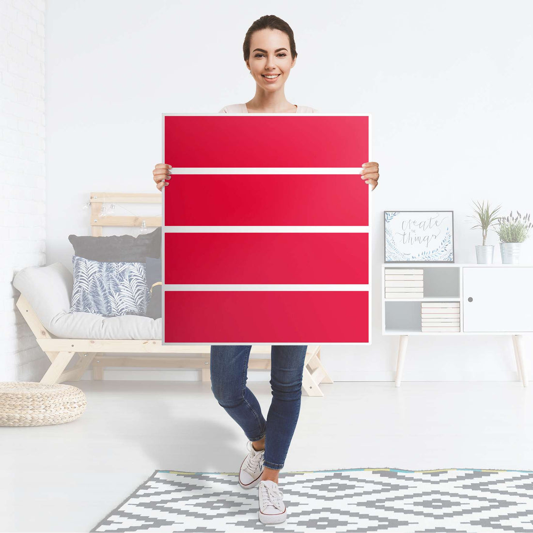 Folie für Möbel Rot Light - IKEA Malm Kommode 4 Schubladen - Folie