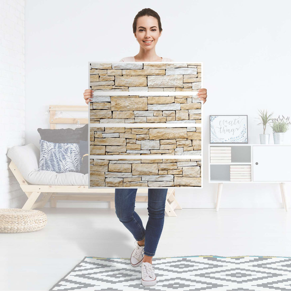 Folie für Möbel Malm Kommode 4 Schubladen (IKEA) - Sandstein – creatisto