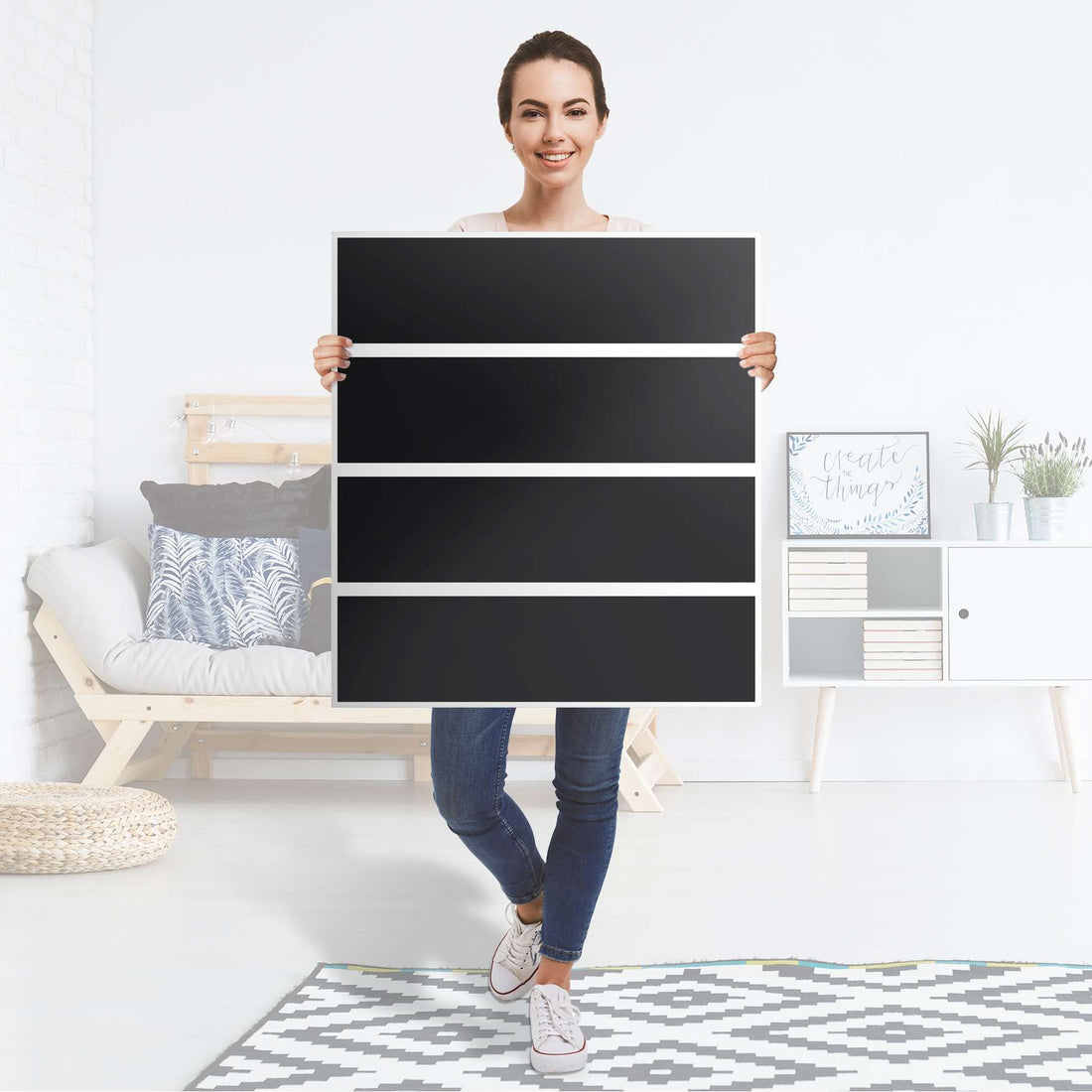 Folie für Möbel Schwarz - IKEA Malm Kommode 4 Schubladen - Folie