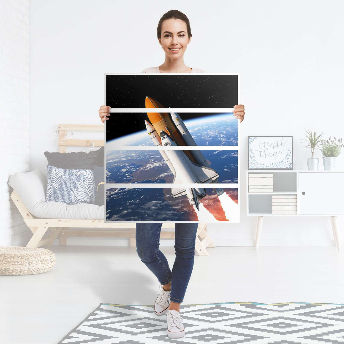 Folie für Möbel Space Traveller - IKEA Malm Kommode 4 Schubladen - Folie