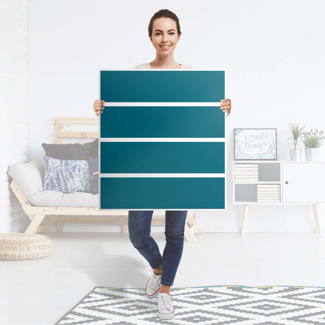Folie für Möbel Türkisgrün Dark - IKEA Malm Kommode 4 Schubladen - Folie