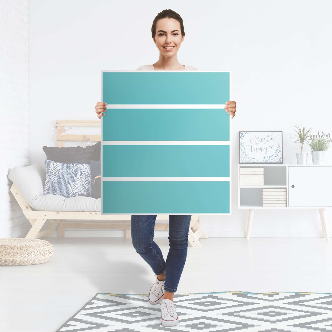 Folie für Möbel Türkisgrün Light - IKEA Malm Kommode 4 Schubladen - Folie