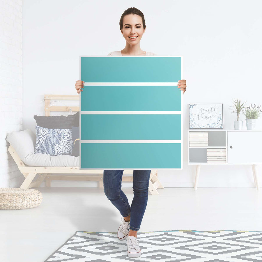 Folie für Möbel Türkisgrün Light - IKEA Malm Kommode 4 Schubladen - Folie