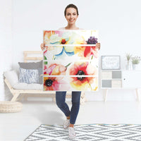 Folie für Möbel Water Color Flowers - IKEA Malm Kommode 4 Schubladen - Folie