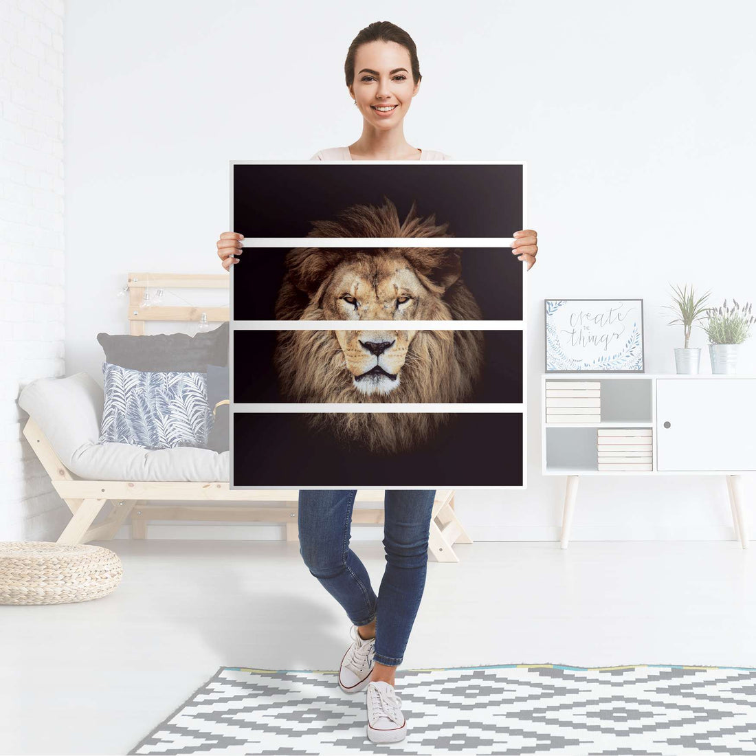 Folie für Möbel Wild Eyes - IKEA Malm Kommode 4 Schubladen - Folie