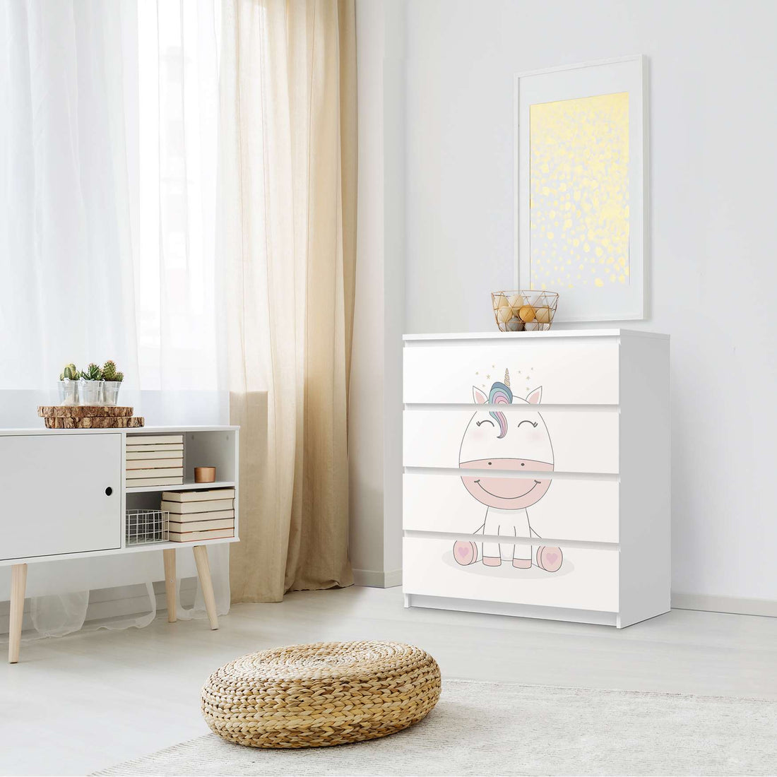 Folie für Möbel Baby Unicorn - IKEA Malm Kommode 4 Schubladen - Schlafzimmer