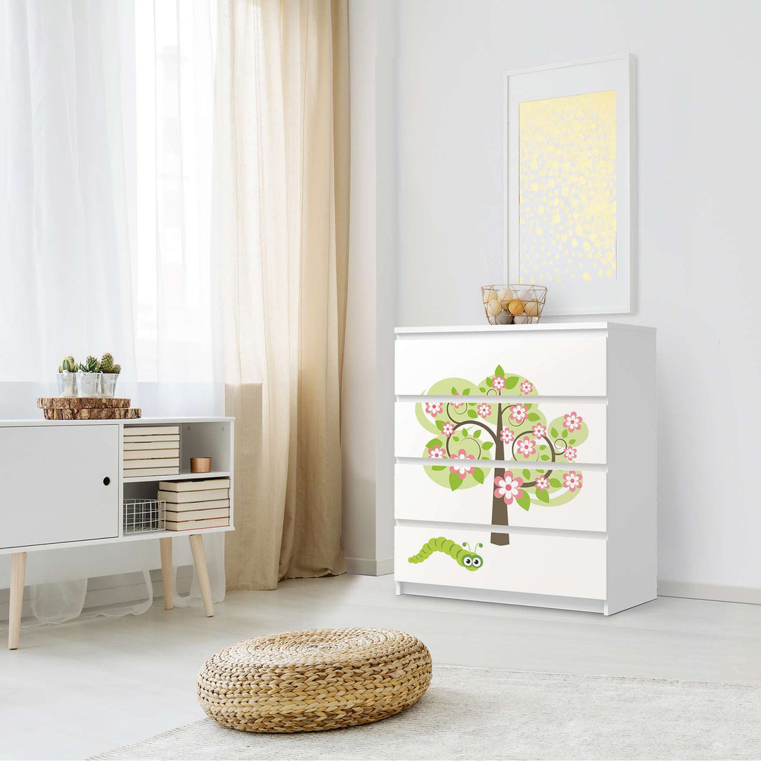 Folie für Möbel Blooming Tree - IKEA Malm Kommode 4 Schubladen - Schlafzimmer