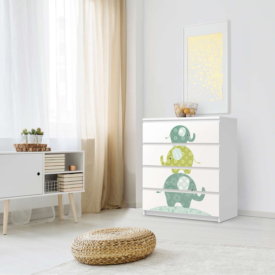 Folie für Möbel Elephants - IKEA Malm Kommode 4 Schubladen - Schlafzimmer