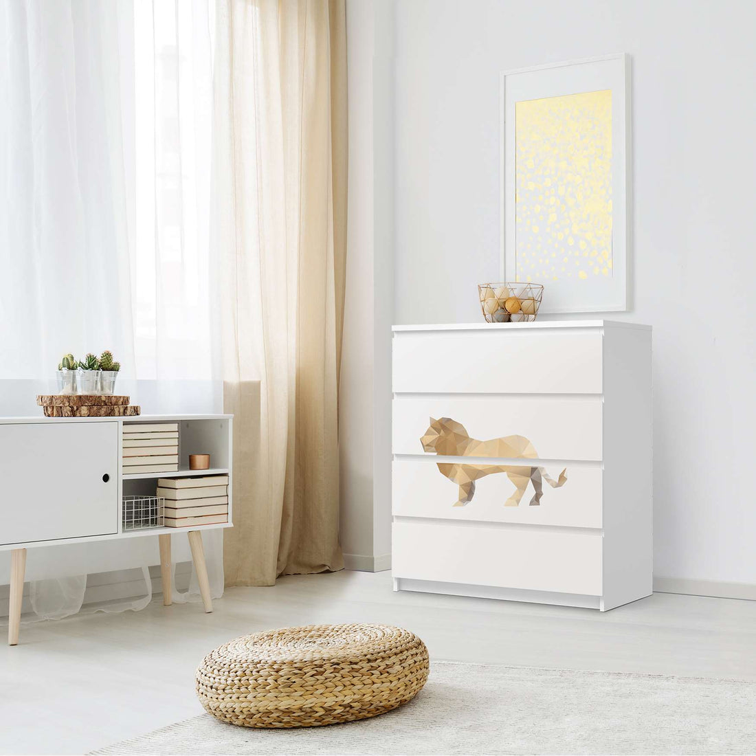 Folie für Möbel Origami Lion - IKEA Malm Kommode 4 Schubladen - Schlafzimmer