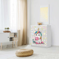 Folie für Möbel Rainbow das Einhorn - IKEA Malm Kommode 4 Schubladen - Schlafzimmer
