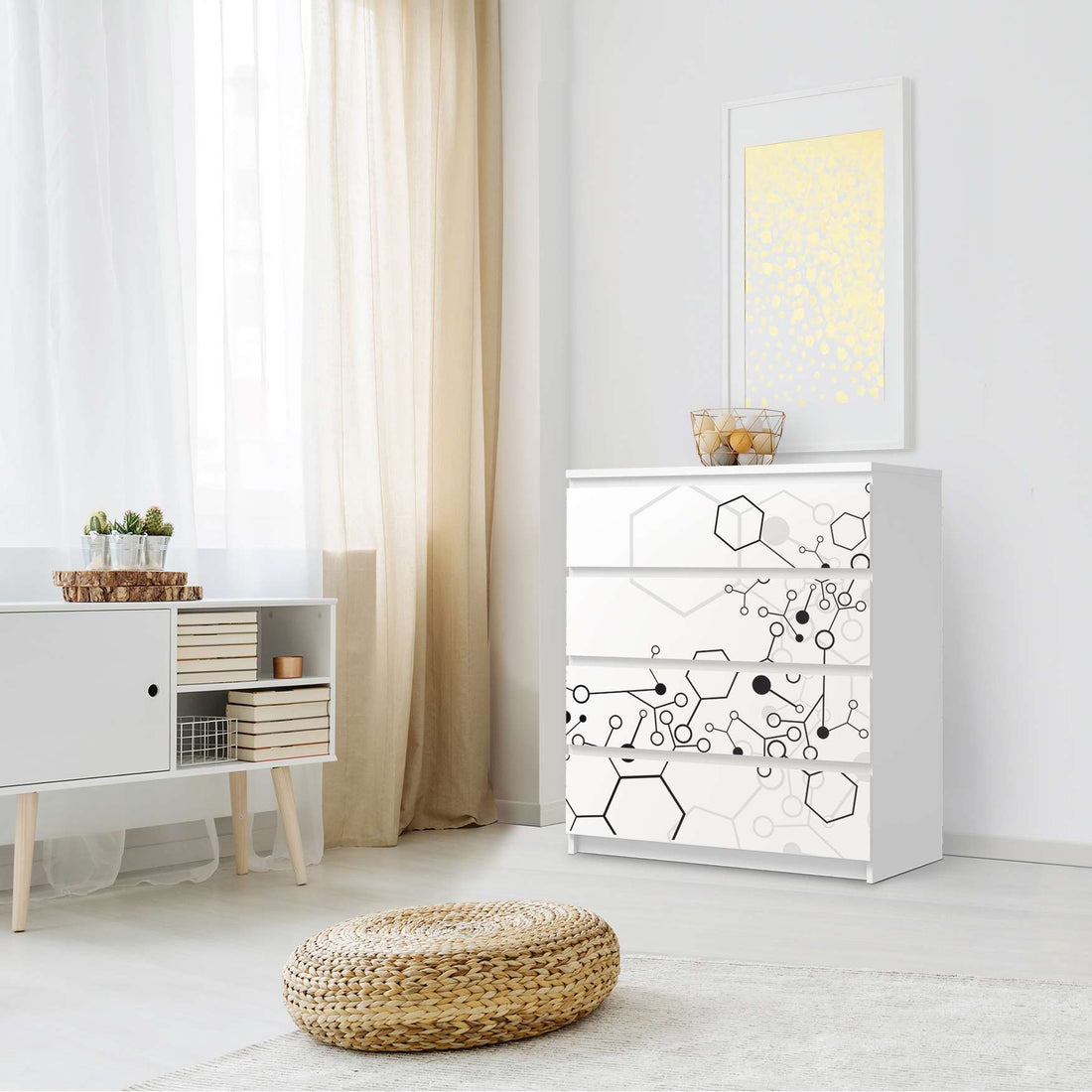 Folie für Möbel Atomic 1 - IKEA Malm Kommode 4 Schubladen - Schlafzimmer
