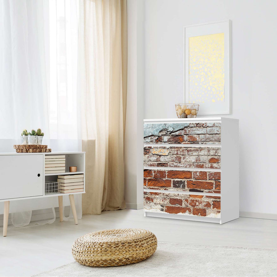 Folie für Möbel Backstein - IKEA Malm Kommode 4 Schubladen - Schlafzimmer