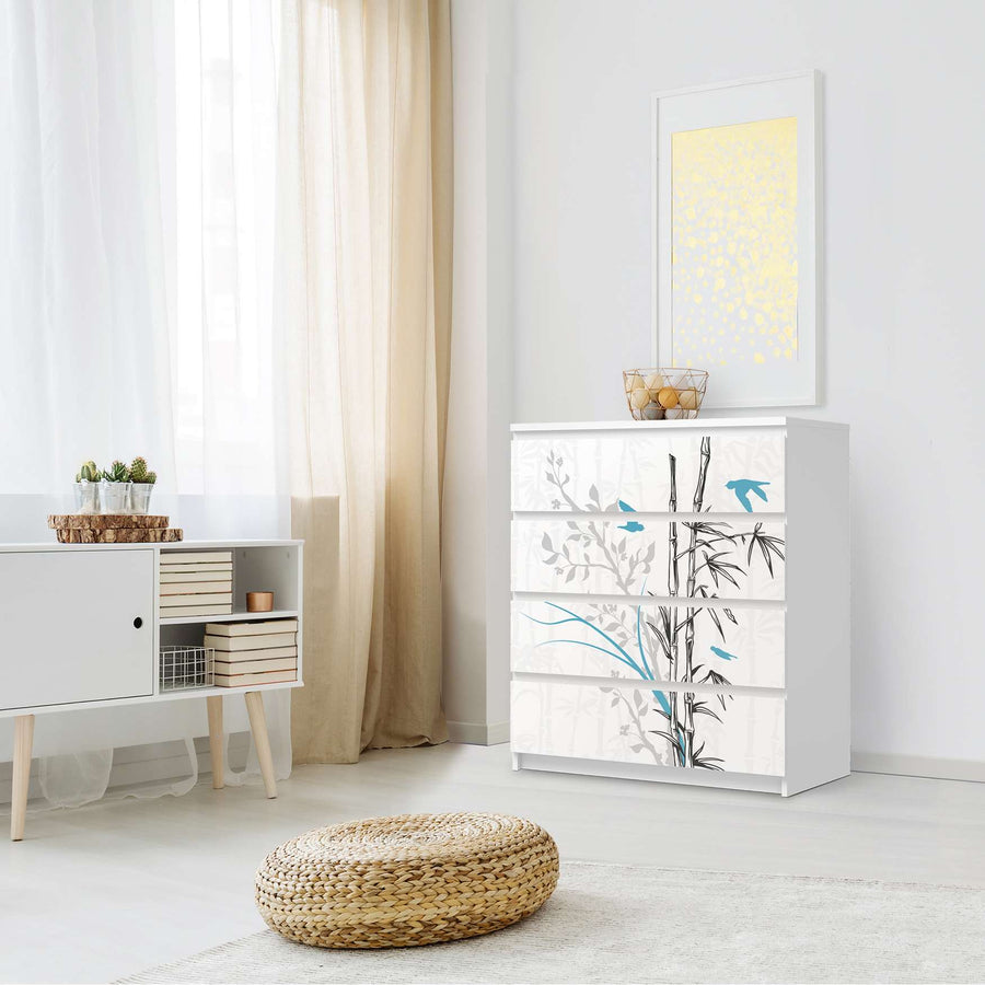 Folie für Möbel Bamboo 1 - IKEA Malm Kommode 4 Schubladen - Schlafzimmer