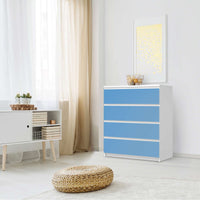 Folie für Möbel Blau Light - IKEA Malm Kommode 4 Schubladen - Schlafzimmer